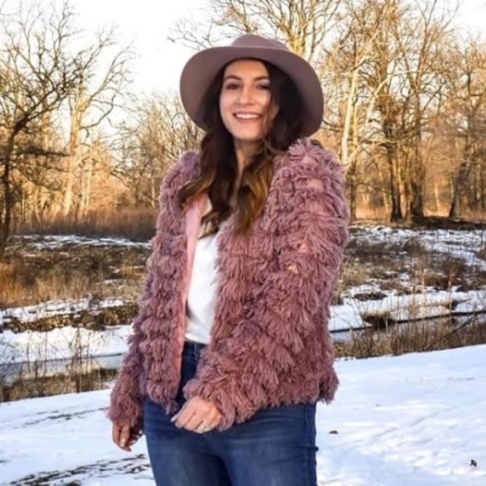 Women faux fur Coat Long Sleeve Pocket shaggy Jacket Outwear Warm